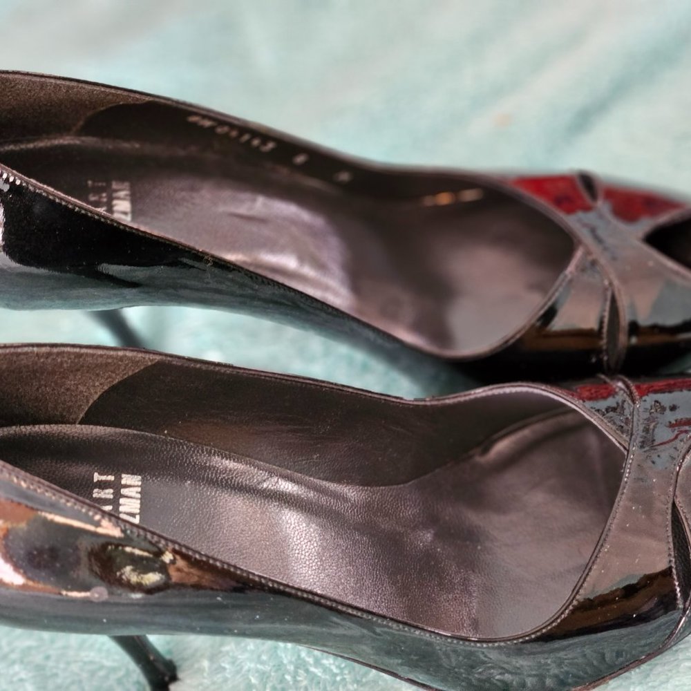 Stuart Weitzman black Criss cross heels size 8 medium - Picture 6 of 6